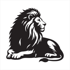 Fototapeta premium siting ferocious lion Silhouette Vector Art, and Graphic, vector black color silhouette 