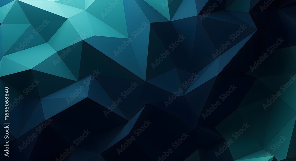 Poster abstract polygonal background with dark blue and teal color gradient and sharp edges forming shapes