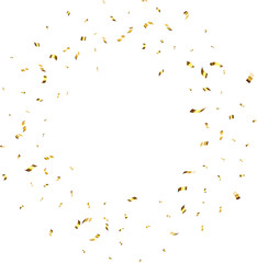 Serpentine explosion. Golden confetti ribbons frame design