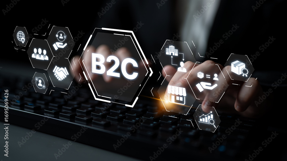Poster b2c strategy focus on delivery products directly to consumer. successful b2c model enhance consumer 
