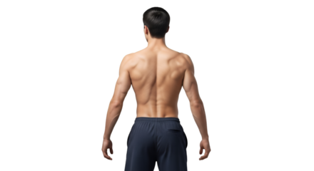 male back view, transparent background
