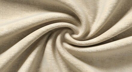 Close up shot of beige fabric texture with a swirling pattern creating depth and visual interest
