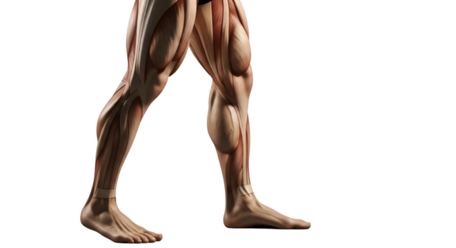 male leg with defined calf muscles, transparent background - Powered by Adobe