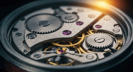 Macro View of an Intricate Watch Mechanism
