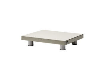 Flat, raised platform; light grey; studio; clean background; product display