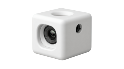 White cube camera lens studio background product shot