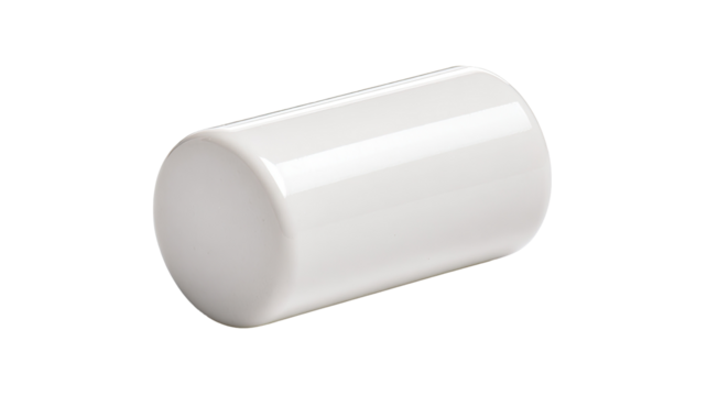 White plastic end cap, studio shot, clean background, industrial parts