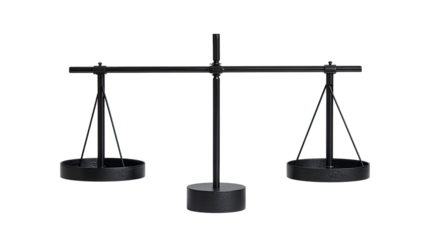 Dark metal balance scales, isolated