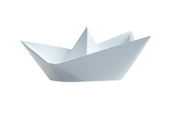 Simple origami paper boat, white, 3D style