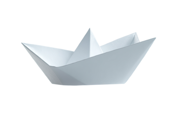 Simple origami paper boat, white, 3D style