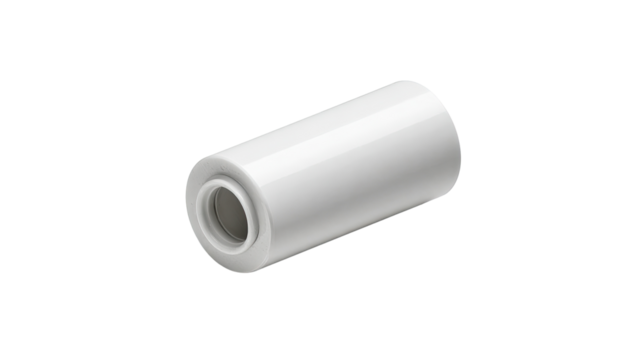 White cylindrical plastic part, isolated studio shot, 3D render, industrial design