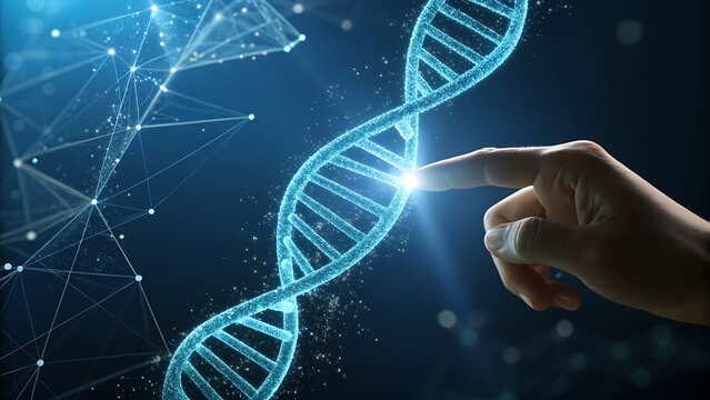 dna helix on blue background