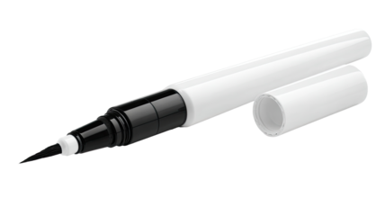 White marker pen with black tip, cap in place