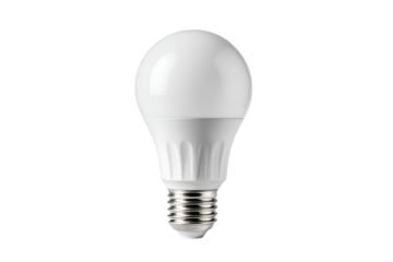 A standard-sized white LED light bulb