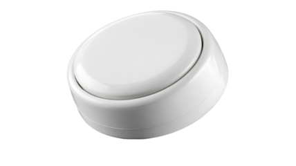 White push button switch, isolated, studio shot, blank background, UI design