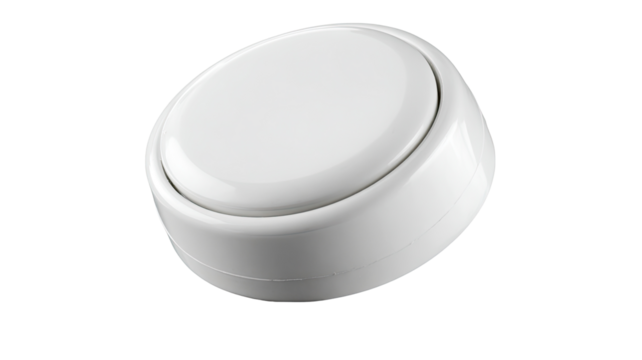 White push button switch, isolated, studio shot, blank background, UI design