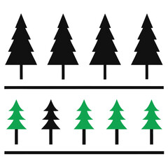 Obraz premium Two rows of stylized pine trees in black and green