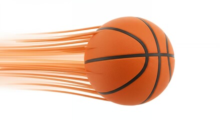 Basketball in motion isolated on white background concept of speed and action