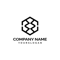 Modern hexagonal logo design featuring company name and slogan for branding