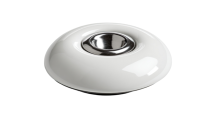 White ceramic egg cup, chrome detail, kitchen, studio shot, breakfast