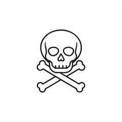 Striking line art skull icon with crossbones design featuring bold black and white elements suitable for various applications