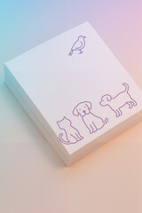 Pet shop flyer design with cute animal line icons