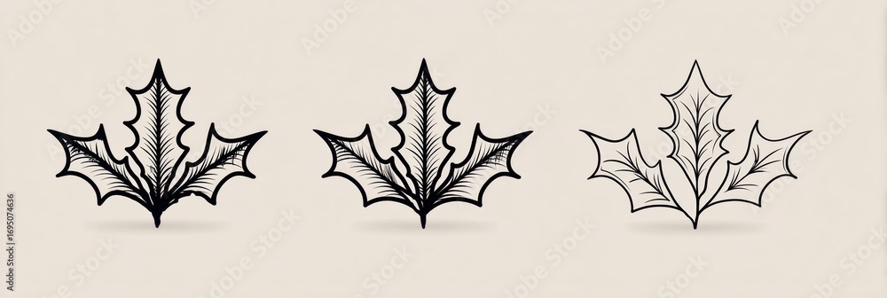 Poster intricate designs of maple leaves showcasing unique patterns and details in a minimalist style for a