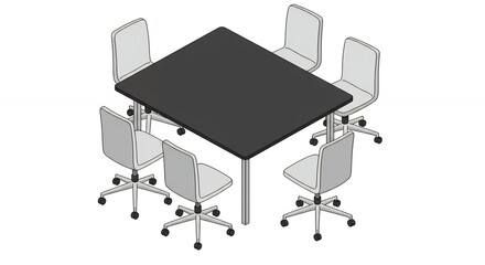 Fototapeta premium Meeting room table and chairs arrangement illustration