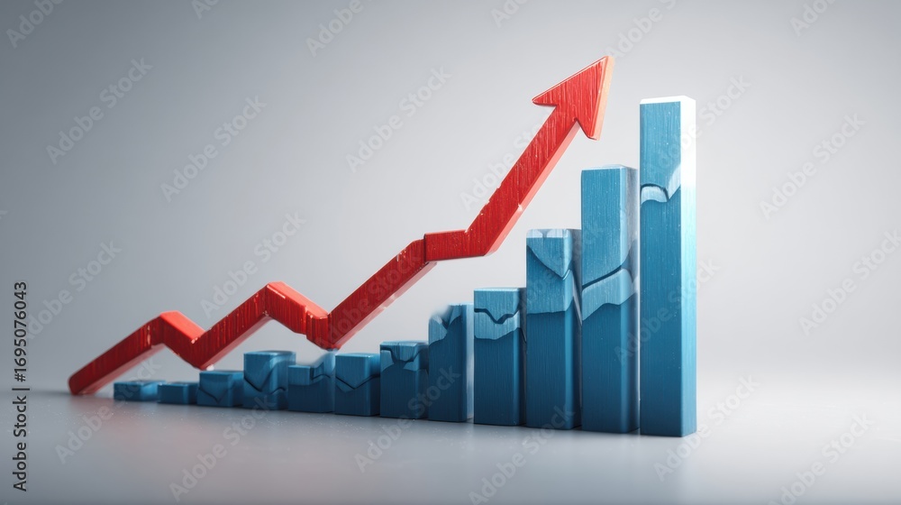 Poster growth trend in business metrics displayed through colorful bar graph
