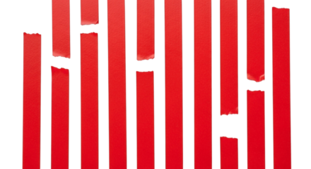 Red Ripped Paper Strips Creative Torn Tape Abstract Design Destruction Concept Black Backdrop on transparent background