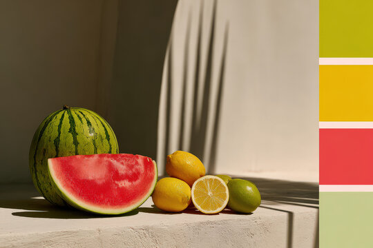 tropical summer palette featuring ultrabright colors like watermelon mandarin lemon and lime radiating freshness