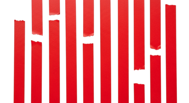 Red Ripped Paper Strips Creative Torn Tape Abstract Design Destruction Concept Black Backdrop on transparent background