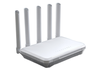 White wireless router with four antennas