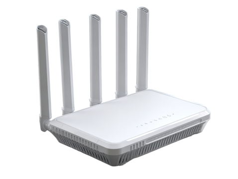 White wireless router with four antennas