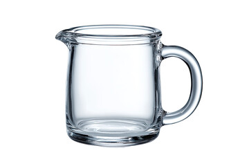 Empty clear glass pitcher with handle