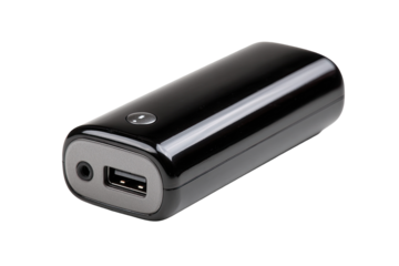 Sleek black portable battery pack