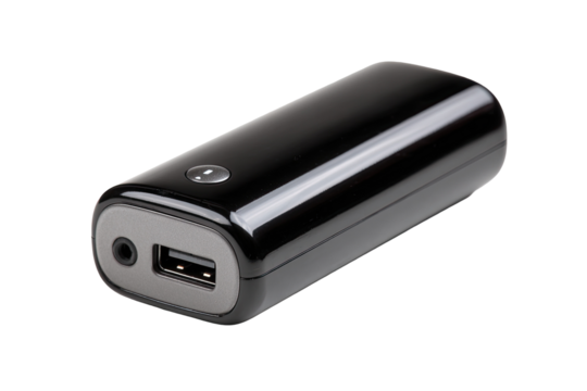 Sleek black portable battery pack