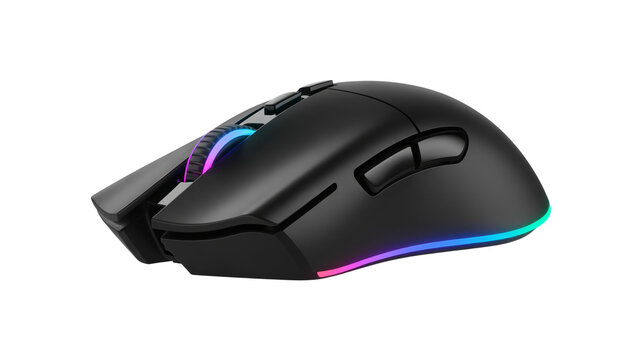 Sleek black gaming mouse with vibrant RGB lighting for ultimate control