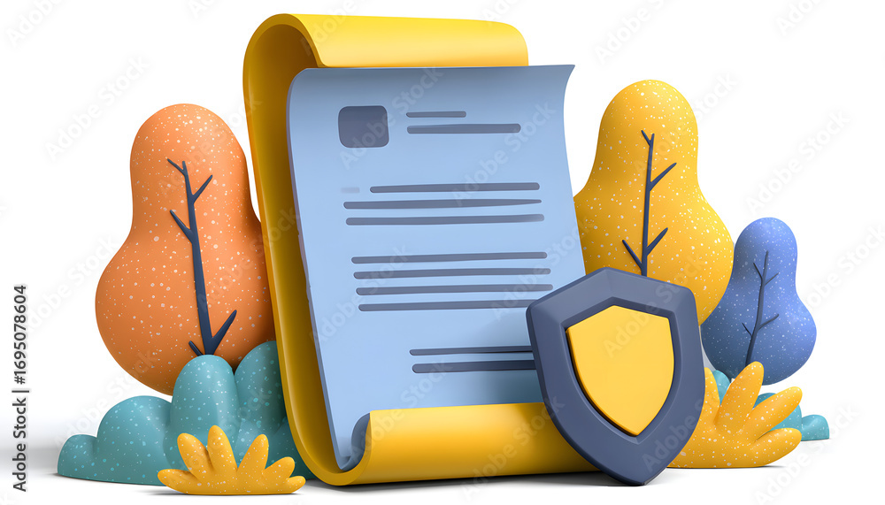 Aufkleber 2d vector as cybersecurity policy icon with a documet and shield concept as vetor illustration of a 