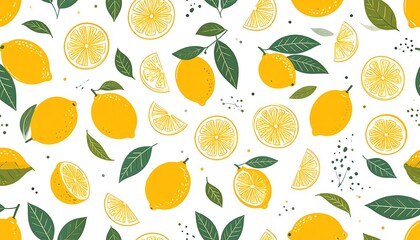 Lemon slices and leaves pattern