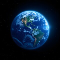 Vast Azure Earth Floating Amongst Cosmic Stardust Galaxy