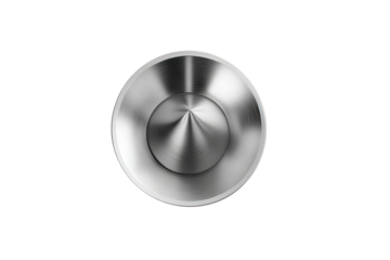 Metallic cone in bowl, studio shot, dark background, industrial design