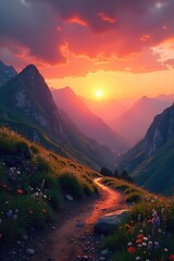 Serene landscape at sunrise, perfect for peaceful prayer or meditation Ideal for religious websites, apps, or social media content related to faith and spirituality , tranquil, sky