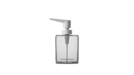 Modern clear dispenser bottle with white pump for hygiene and beauty products
