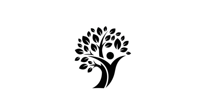Abstract logo of a person as a tree of life symbol.