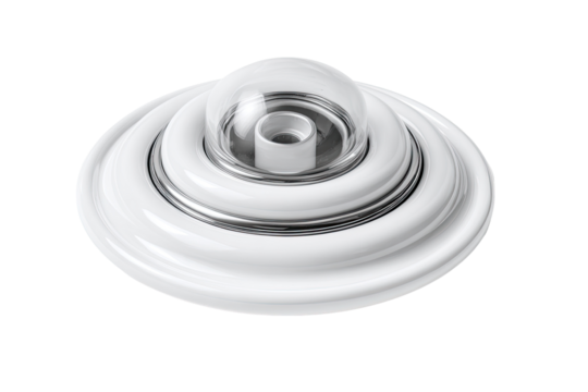 White ceiling light fixture, studio shot, circular design, modern, interior