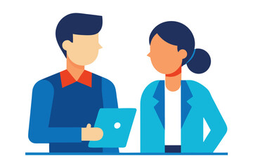 Obraz premium Cartoon illustration depicting business colleagues collaborating on a project together dynamically