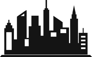 Obraz premium Black silhouette of a modern city skyline with diverse skyscrapers cityscape urban