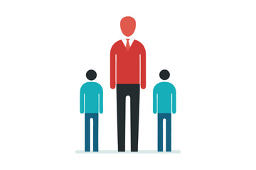 Stylized Illustration of a Leader with Subordinates in a Professional Context