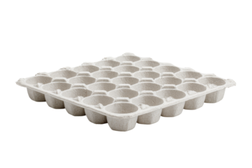 Square, light beige, cardboard egg carton